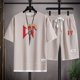 thumbnail image 2 of Conjuntos para hombre Corridos Tumbados Camiseta holgada de manga corta con cuello redondo y pantalones cortos con cordón Natanael Cano 2 piezas Ropa de calle Trajes casuales para hombre, 2 of 4
