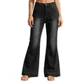 thumbnail image 2 of Wide Leg Jeans Woman 2026 Trendy Washed Blue Flared Bootcut Denim Pants with Pockets Palazzo Jeans Streetwear, 2 of 7