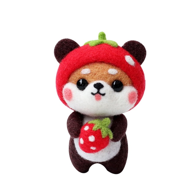 Kit de fieltro de aguja para manualidades con muñeco de perro de dibujos animados, suministros de fieltro de lana, artesanía artesanal para el hogar, regalo para niños y adultos (café, oso Akita)