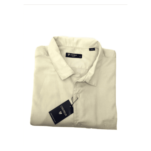$75 CREMIEUX COLLECTION MEN'S SHORT SLEEVE SHIRT SOLID LYOCELL/LINEN BEIGE XXL