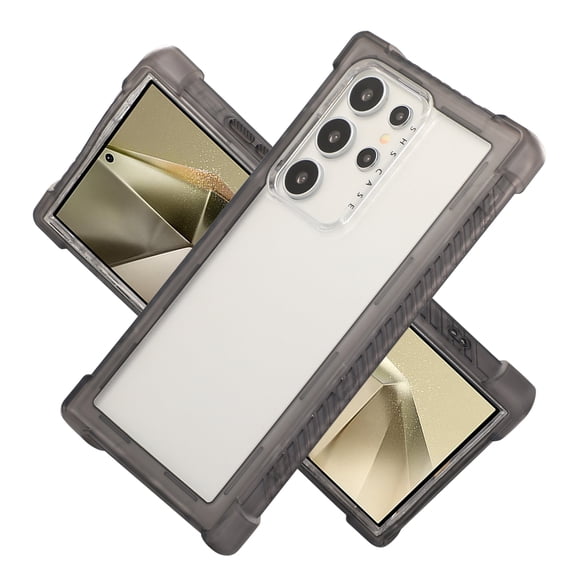 Designed for Samsung Galaxxy S25 Shockproof Clear Case, for Men Women Boys Girls Anti-Yellowing Drop Protection Hard PC Transparent Back Phone Case Cover for Samsung Galaxxy S25, Gray