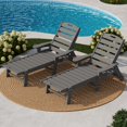 thumbnail image 3 of Chaise Longue d'Extérieur Avec/sans Roues, Grande Chaise Longue d'Extérieur Réglable à 5 Positions avec Porte-Gobelet, Chaise Longue de Patio en Résine HDPE pour Bord de Piscine pour Terrasse, Patio, Cour Arrière, 3 of 7