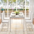 thumbnail image 4 of MIERES 5-Piece Dining Table Set for 4 with Faux Marble Top & Velvet Chairs, Space Saving Modern Kitchen Table Set for Small Spaces, Apartments, 4 of 9