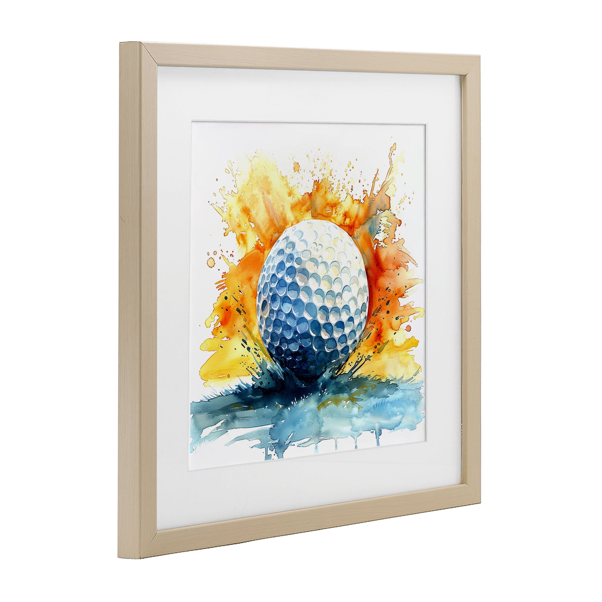 Stupell Industries Golf Splash Watercolor Burst Birch Framed Print Under Glass, design by LSR Design Studio
