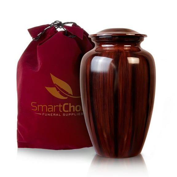 Smartchoice Cremation Urns For Human Ashes Adult - Handcrafted Funeral Memorial Ashes Urn Chestnut Brown Cremation Urn