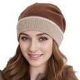 thumbnail image 2 of Naierhg Beanie Autumn Winter Women Warm Knitting Hat Contrast Color Splicing Design Ear Pile Hat Knitting Beanie Hat StreetwearCoffee, 2 of 8