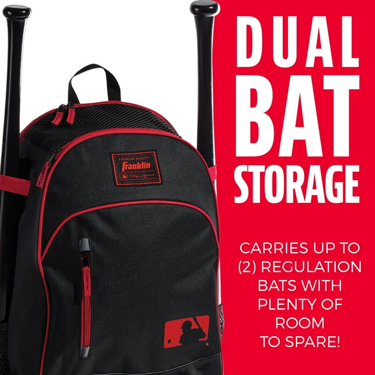 Franklin Sports MLB Batpack Bag Youth Baseball Softball Teeball Backpack Black Red