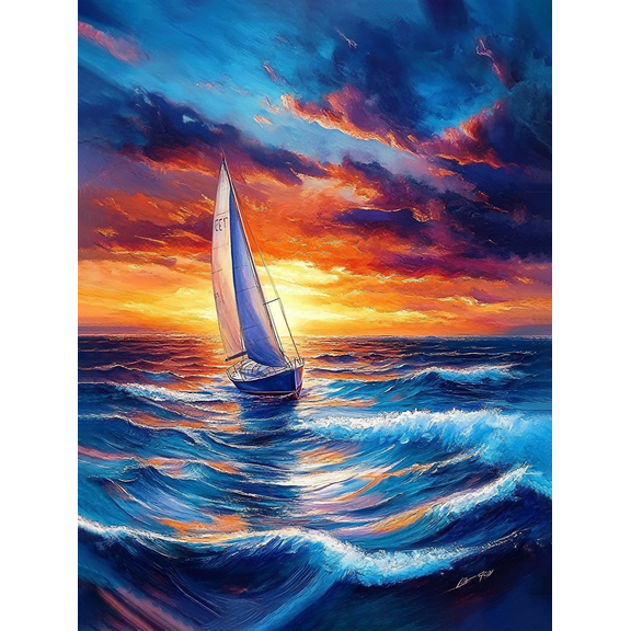 Sailboat Seascape Decorative Painting/Canvas Art， Perfect for Living Room， Bedroom， Office， Study， Entryway， or Hallway. Enhance your space with this beautiful boat and ocean picture.