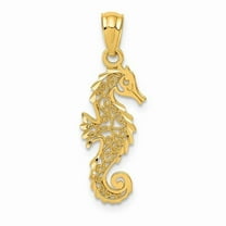 Finest Gold 14K Yellow Gold Polished Filigree Seahorse Pendant