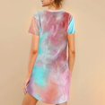 thumbnail image 4 of Womens Summer Casual Dresses Tie Dye Print Round Neck Short Sleeve Mid Length Loose Dress Streetwear, 4 of 8