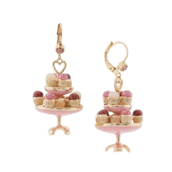 Betsey Johnson Women's Babycakes Cupcake Tower Drop Earrings Pink