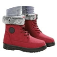thumbnail image 3 of CAICJ98 Women's Winter Boots Lace Up Mid Carf Boots Warm Lined Waterproof Fashion Snow Boots Women (Red,Size 8.5), 3 of 9