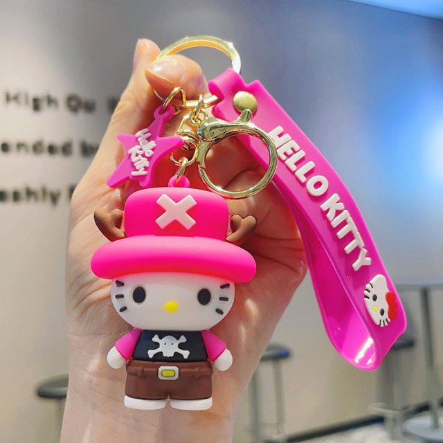 Llaveros Kawaii lindo Hello KT Llavero Anime Llavero con pulsera de PVC suave llavero accesorios mujeres