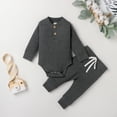 thumbnail image 3 of Izhansean Newborn Baby Boy Girl Clothes Ribbed Knitted Romper Long Pants Fall Winter Suit Dark Gray 3-6 Months, 3 of 8