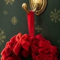 thumbnail image 4 of ShaoXinWan Velvet Bow Christmas Wreath with Hanging Ribbon, 2 Sizes Red Green Luxury Winter Front Door Garland, Soft Flocked Bow Wreath for Wall Mantel Xmas Decor, 4 of 8