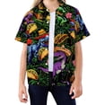 thumbnail image 3 of WOYY Boys Dinosaur Tropical Print Short Sleeve Shirt Summer Beach Button Up Shirt, Sizes 3-13, 3 of 4
