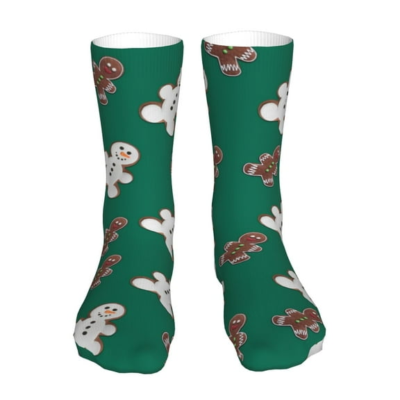 Uemuo Gingerbread Snowman Cookies for 16in Socks, Cotton Socks Sports Socks Knee High Socks Comfortable Socks For Men, Women