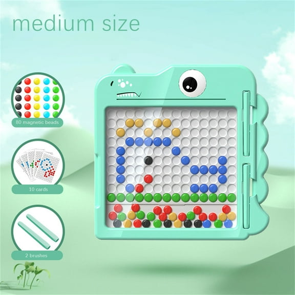Magnetic Drawing Board for Kids, Dinosaur Puzzle Bead Toy, Reusable Sketch Pad, Educational STEM Toy, Fine Motor Skills Development, Quiet Travel Activity, No Mess Art Board