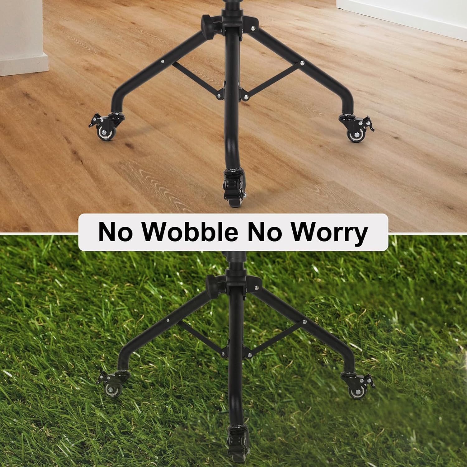 Laptop Tripod on Wheels with 2 Shelves, Portable Projector Floor Stand Adjustable Height 25.9 to 51.8 Inch with Phone Holder