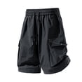 thumbnail image 4 of Men's Quick Dry Cargo Shorts Elastic Drawstring Waist with Multi-Pockets,Fashion Casual Lightweight Summer Shorts Black 3XL, 4 of 8