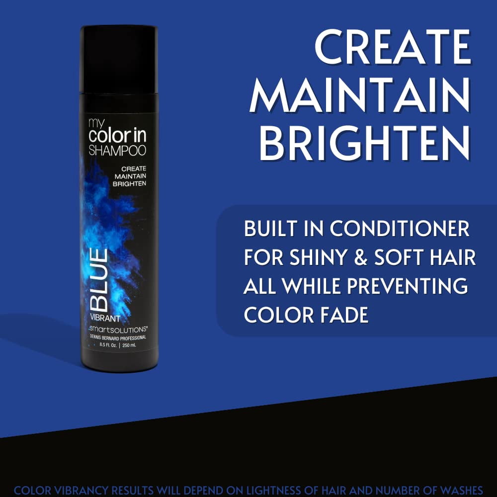 MyColorIn Color Depositing Shampoo (Vibrant Blue) - Sulfate & Paraben Free Hair Dye | Made in USA (8.5 Fl Oz)