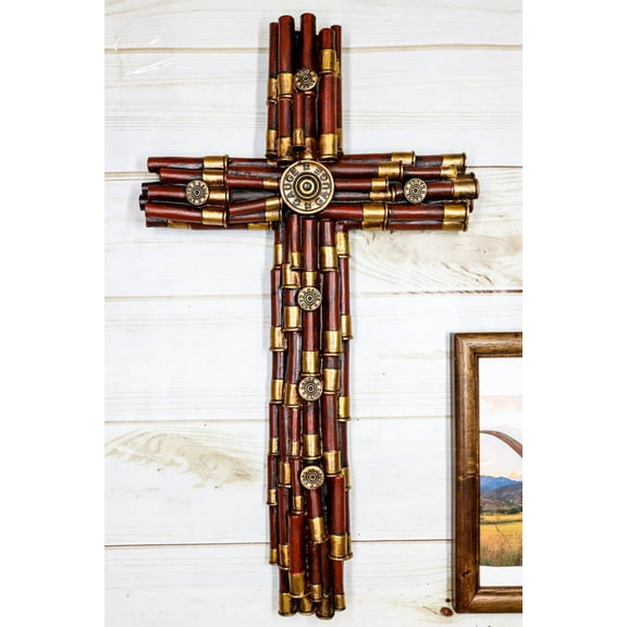 Rustic Western Stacked Red And Gold Wall Cross Home Decor