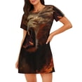 thumbnail image 1 of Balery Cool Flame Lion A Camisón de manga corta con cuello redondo para mujer, cómodo y elegante., 1 of 6