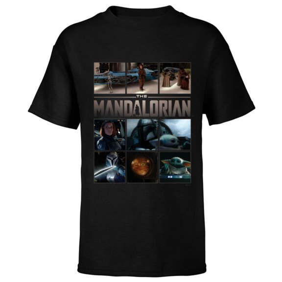 Star Wars The Mandalorian Season 3 Grogu Caves of Mandalore - Short Sleeve T-Shirt for Kids - Customized-Black