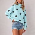thumbnail image 4 of Women's Polka Dot Mock Neck Long Sleeve Pullover Sweatshirt Oversized Drop Shoulder Loose Fit Casual Fall Tops, S-2XL, 4 of 6