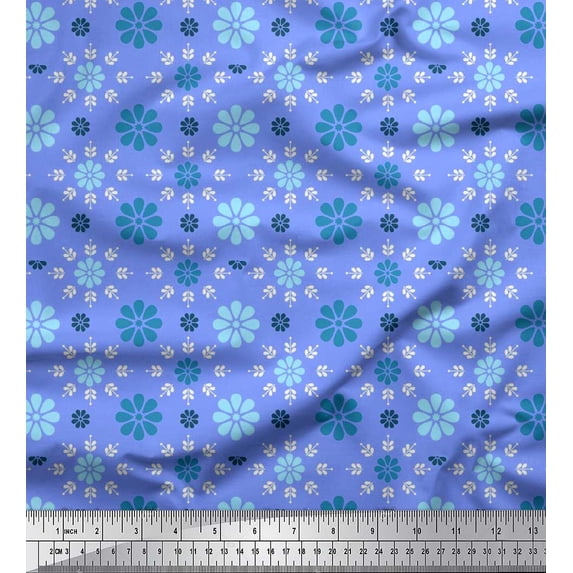 Soimoi Georgette Viscose Fabric Leaves & Floral Artistic Print Fabric by Yard 42 Inch Wide