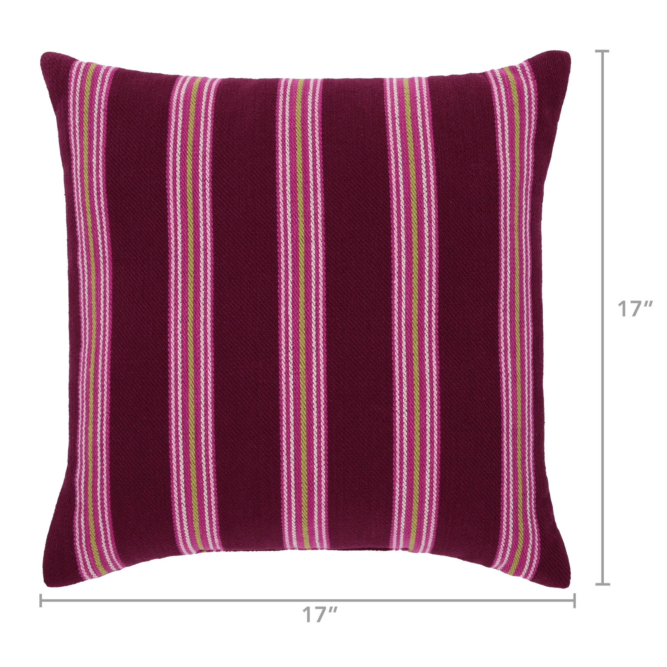 Mainstays 18 in x 18 in Pink Stripe Decorative Pillow