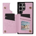 thumbnail image 2 of Allytechgroup for Samsung Galaxy S25 Ultra Case with Card Holder, Stylish Flower with Glitter Bling Rhinestone Stand Shockproof Slim Fit Bumper Wallet Case for Samsung Galaxy S25 Ultra, Rose, 2 of 9
