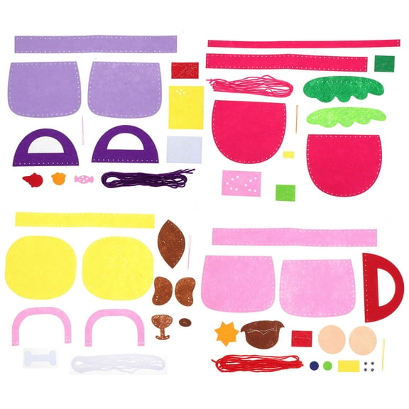 LEORX 4sets Diy Handbag Making Materials Sewing Kit For Fun Crafting Activity For Boys Present For Creative Play