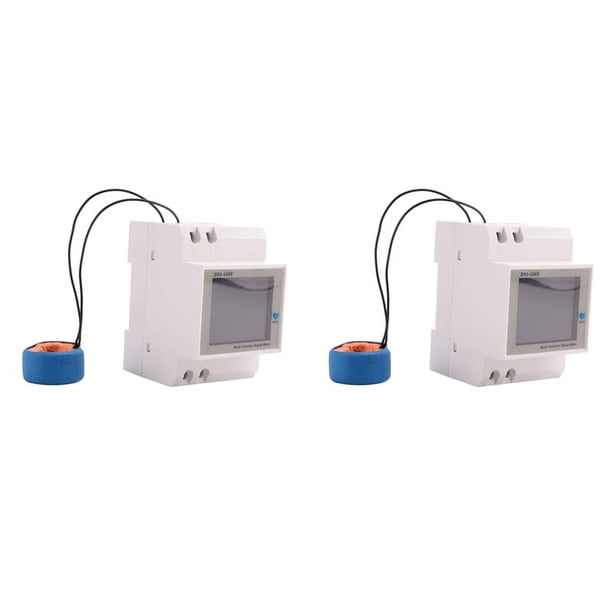 Voltímetro amperímetro digital monofásico CA 40-300 V 100 A 6 en 1 con riel DIN, medidor de frecuencia de vatios y kWh, 110 V (CT externo)