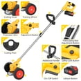 thumbnail image 3 of Weed Eaters, Cordless Weed Trimmer with Wheels, 2Pcs 4000mAh Batteries, Adjustable Length, 650W Grass Trimmer/Edger/Brush Cutter for Lawn Yard Garden Maintaining (Yellow), 3 of 11