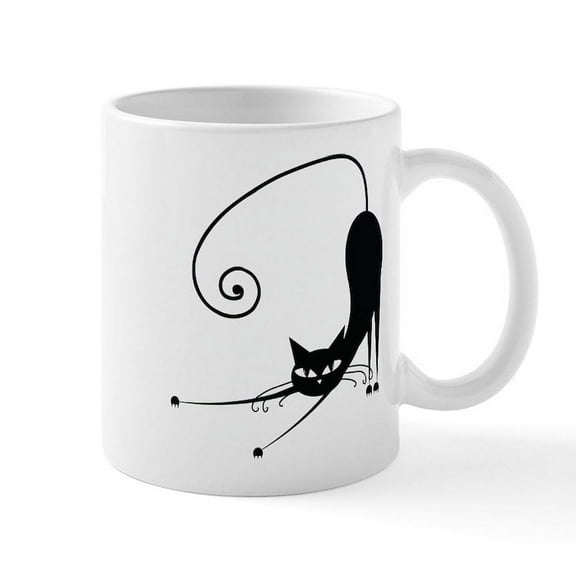 CafePress - Black Cat Mug - 11 oz Ceramic Mug - Novelty Coffee Tea Cup