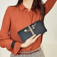 thumbnail image 5 of Cartera delgada plegable de cuero suave con bloqueo RFID para mujer, tarjetero con bolsillo, 5 of 5