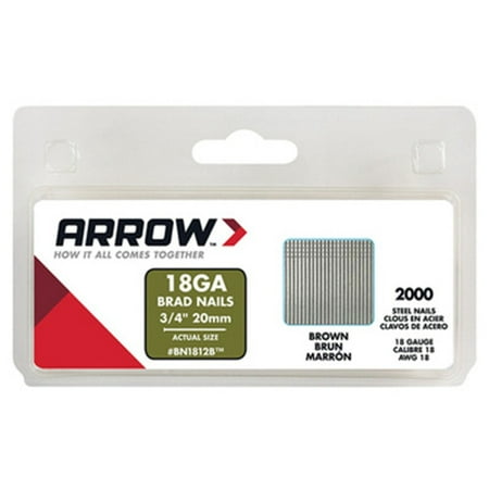 

Arrow Fastener BN1812BCS Brad Nails 18 Gauge 3/4 Inch Brown 2000 Pack