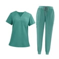 thumbnail image 1 of Conjunto De 2 Uniformes De Exfoliación Para Mujer, Con Escote En V Y Pantalones Deportivos Para Spa, Cosmetología, Tienda De Mascotas, Verde, Talla M, 1 of 8