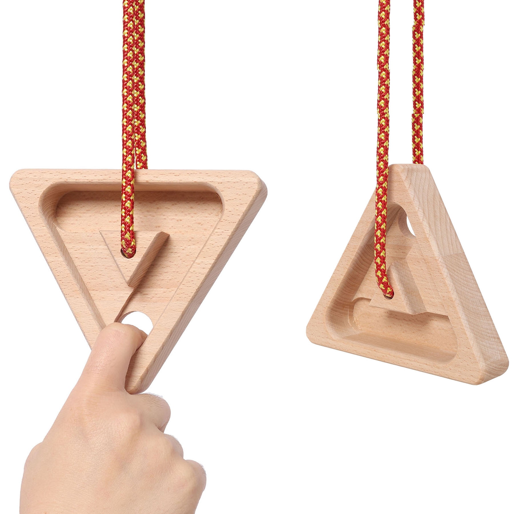 S-HOME 2Pcs Triangle Climbing Hangboard Set With Rope, Versatile Training Finger Grip For Rock Climbing Enthusiasts