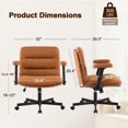 thumbnail image 6 of Falvinoryn 25.6" Wide Seat Office Chair, High Back Ergonomic Task Chair with Padded Adjustable Armrests and Double Cushion, Swivel Home Office Desk Chair for Office, Bedroom (Brown), 6 of 10