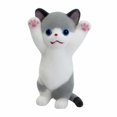 thumbnail image 2 of Cat Squishy Toy with Soft Handmade Design and Raised Paws, Single Piece, Gray and White American Shorthair Style, for Relaxation and Desk Play, Squeeze Toy, 2 of 3