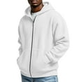 thumbnail image 2 of QSAWXQZ Men's Thermal Hoodie Solid Long Sleeve Zip Up Cardigan Coat with Pockets for Spring White 3XL, 2 of 8