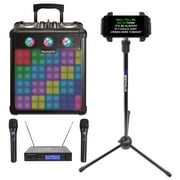 Numark Rechargeable Karaoke Machine System Light Show+Wireless Mics+Tablet Stand