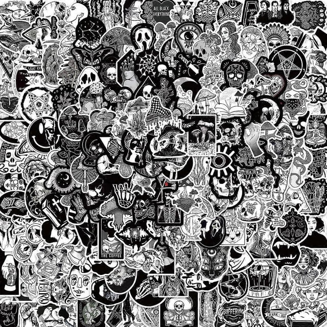 200pcs Skull Gangster Waterproof Stickers for Water Bottles for Adults Teens, Lion Tiger Vinyl Stickers for Laptop, Bicycle, Mug, Car