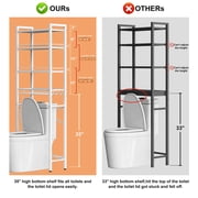 Biemlerfn Over The Toilet Storage Shelf, 4-Tier Wooden Bathroom Organizer Adjustable Saver Space Rack with Toilet Paper Holder, Pure White