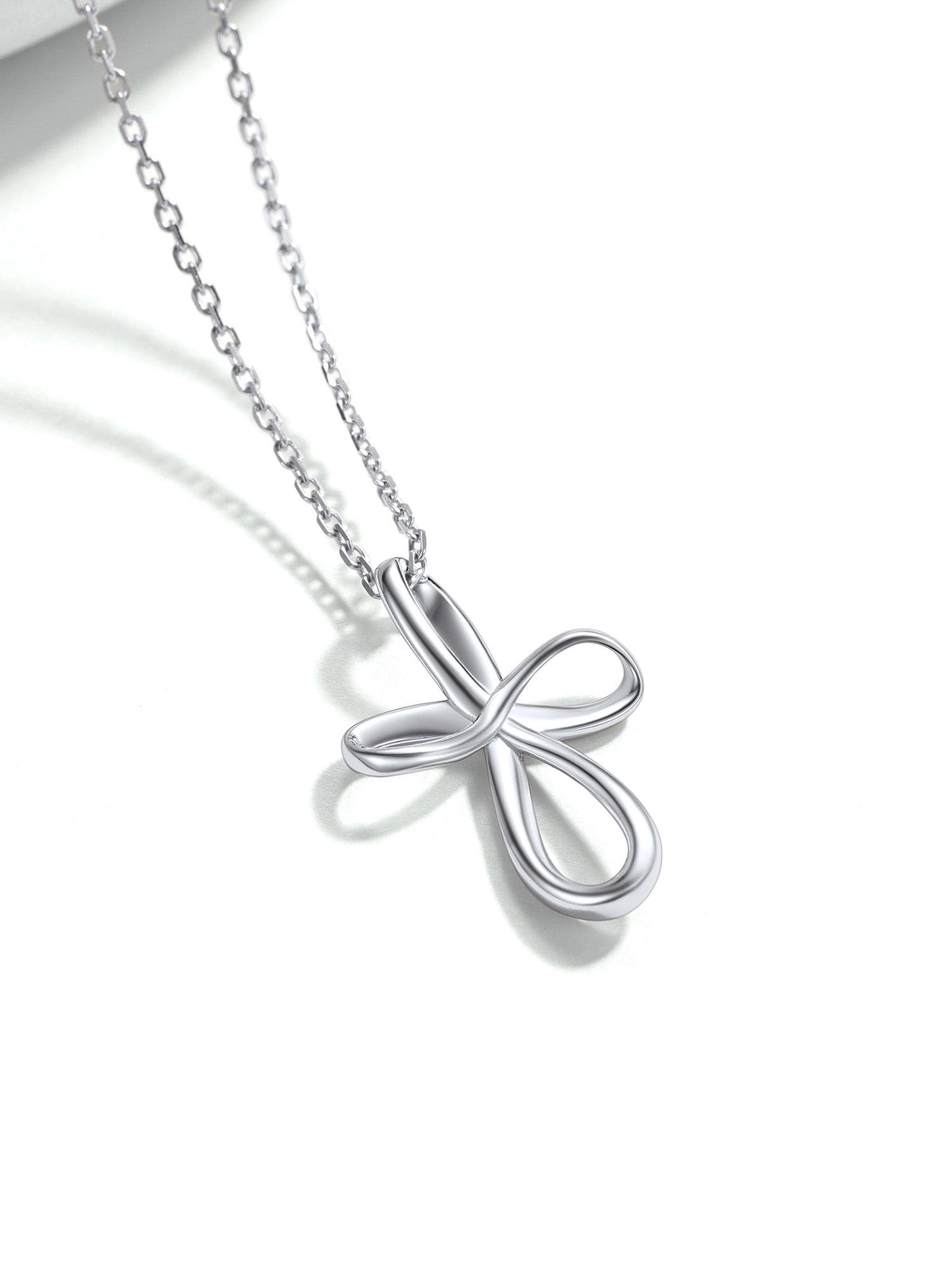 ChicSilver Infinity Cross Necklace Sterling Silver Twisted Cross Pendants Religious Jewelry Gifts for Women 18+2 Inch
