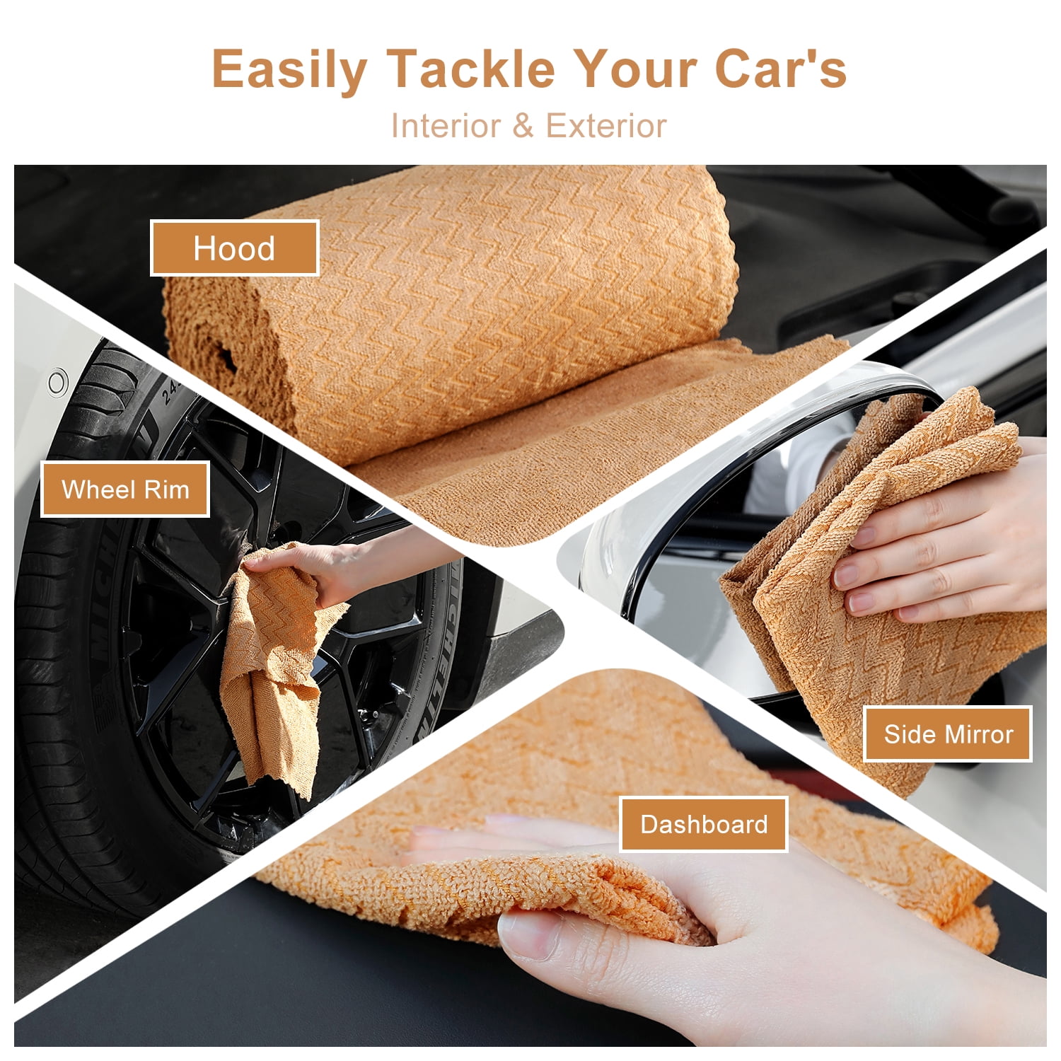 Jessy Home 80 Pack Textured Microfiber Clean Cloth Roll,Tear Away 12"x12" Reusable paper towel Lint Free Rags & Durable Dish Cloth, Ultra Absorbent Shop Towels for Kitchen,Car,Window
