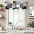 thumbnail image 3 of Rod Pocket Window Valances Grey Art Color Block Geometry Grid Short Kitchen Curtains Abstract Window Treatment Drapes for Bedroom Bathroom Living Room 56x16In,1 Panel, 3 of 9