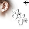 thumbnail image 2 of Playboy Bunny 316L Stainless Steel Earring Studs Pair (Silver), 2 of 2